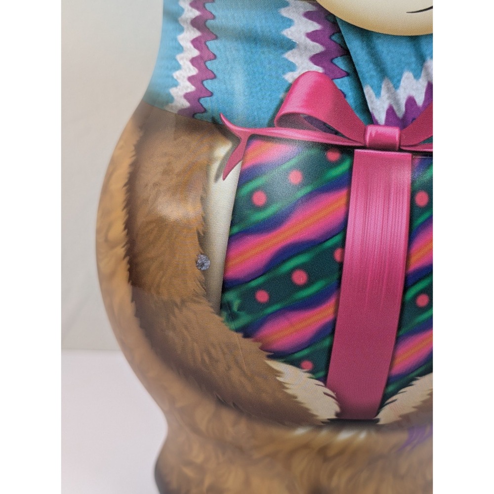 Russell Stover Christmas Teddy Bear Tin Scarf‎ Metal Gift Box Holiday Decor 10in - Picture 7 of 8
